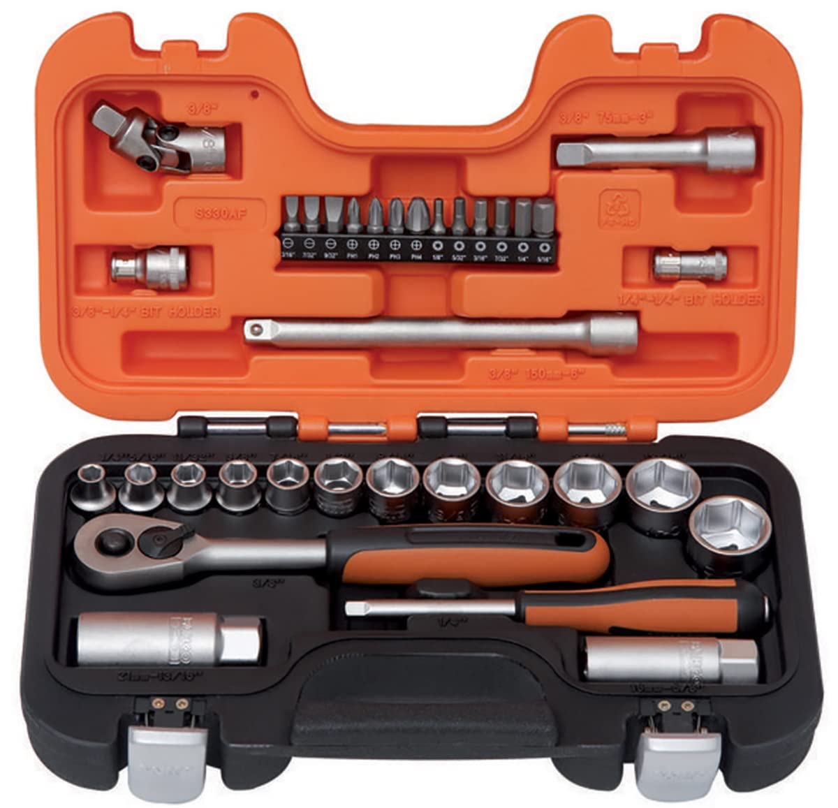 

Bahco Socket Wrench Set S330AF, 6.35 x 9.5mm Drive, 34 Pieces, 1 Set