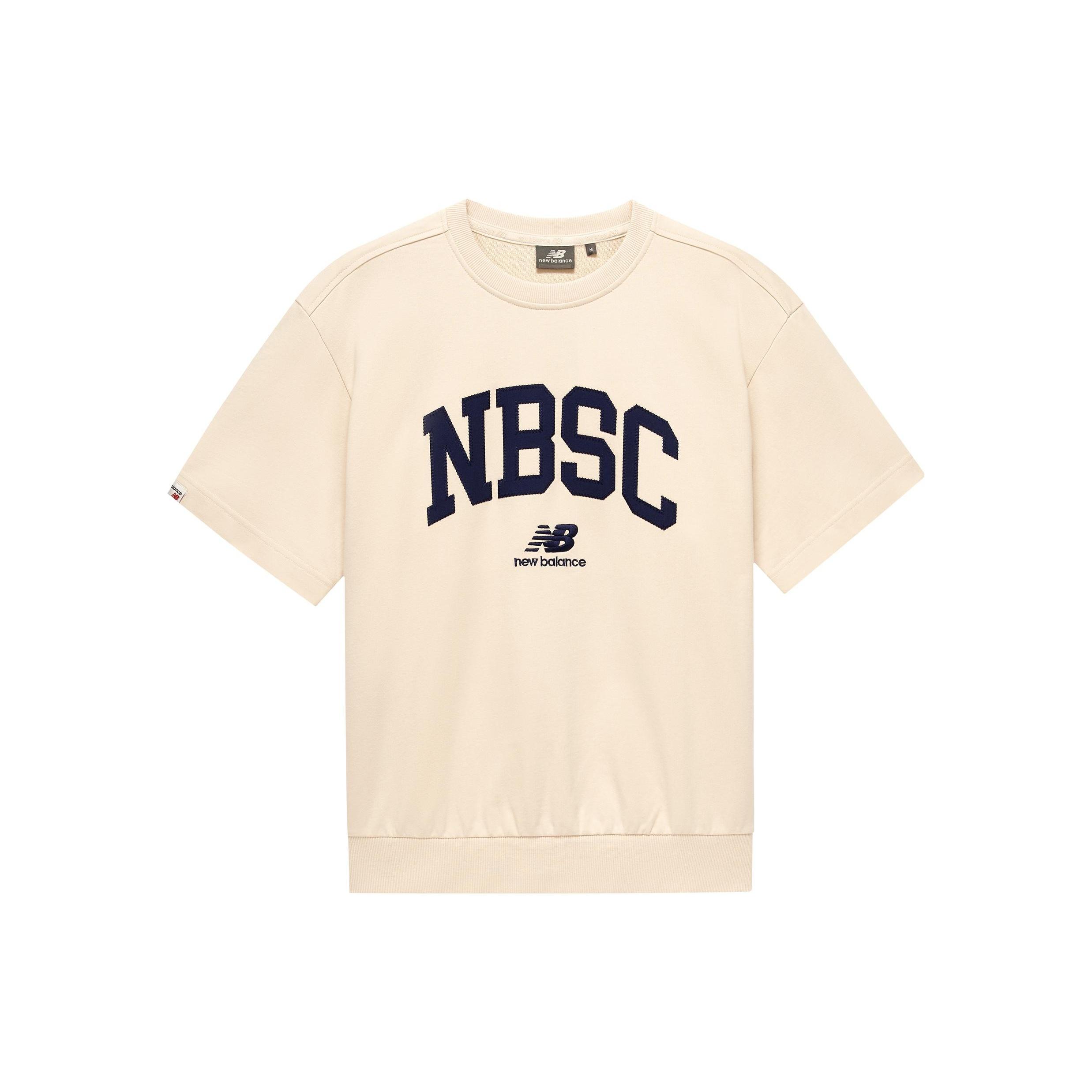 New Balance Logo T-Shirt Asia Sizing  Beige Navy  Men s 5CD25353-CRE L