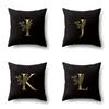 Polyester Pillowcase Car Decoration Black Gold Flower Pillowcase 26 English Letters Home Cushion Cover