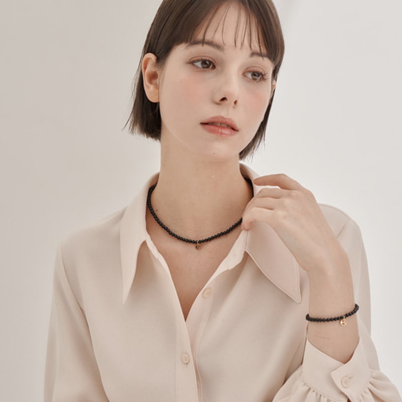 ELLE Jewelry Black Onyx Stone Necklace ELBRNN228