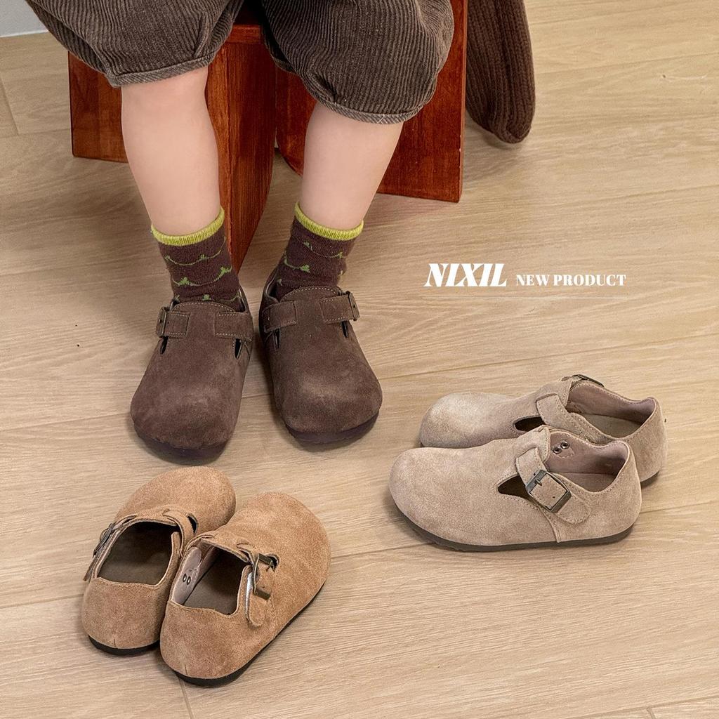 Children's Birkenstock Genuine Leather Shoes - 2024 Autumn Collection, Fashionable Korean Style for Girls