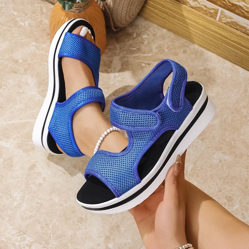 2025 Summer New Arrival Plus Size Chunky Sole Mule-Style Velcro Beach Sandals for Women - Casual Comfortable Women's
