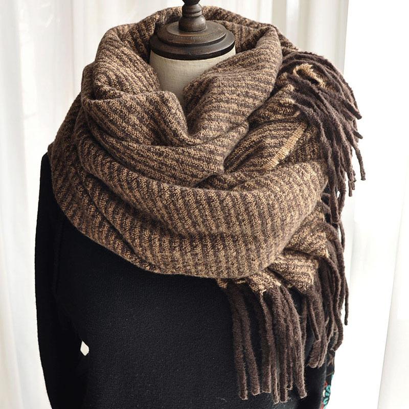 New Gradual Change Color Scarf Women's Autumn and Winter Imitation Cashmere Japanese and Korean Sweet Scarf Warm Medium and Long Shawl