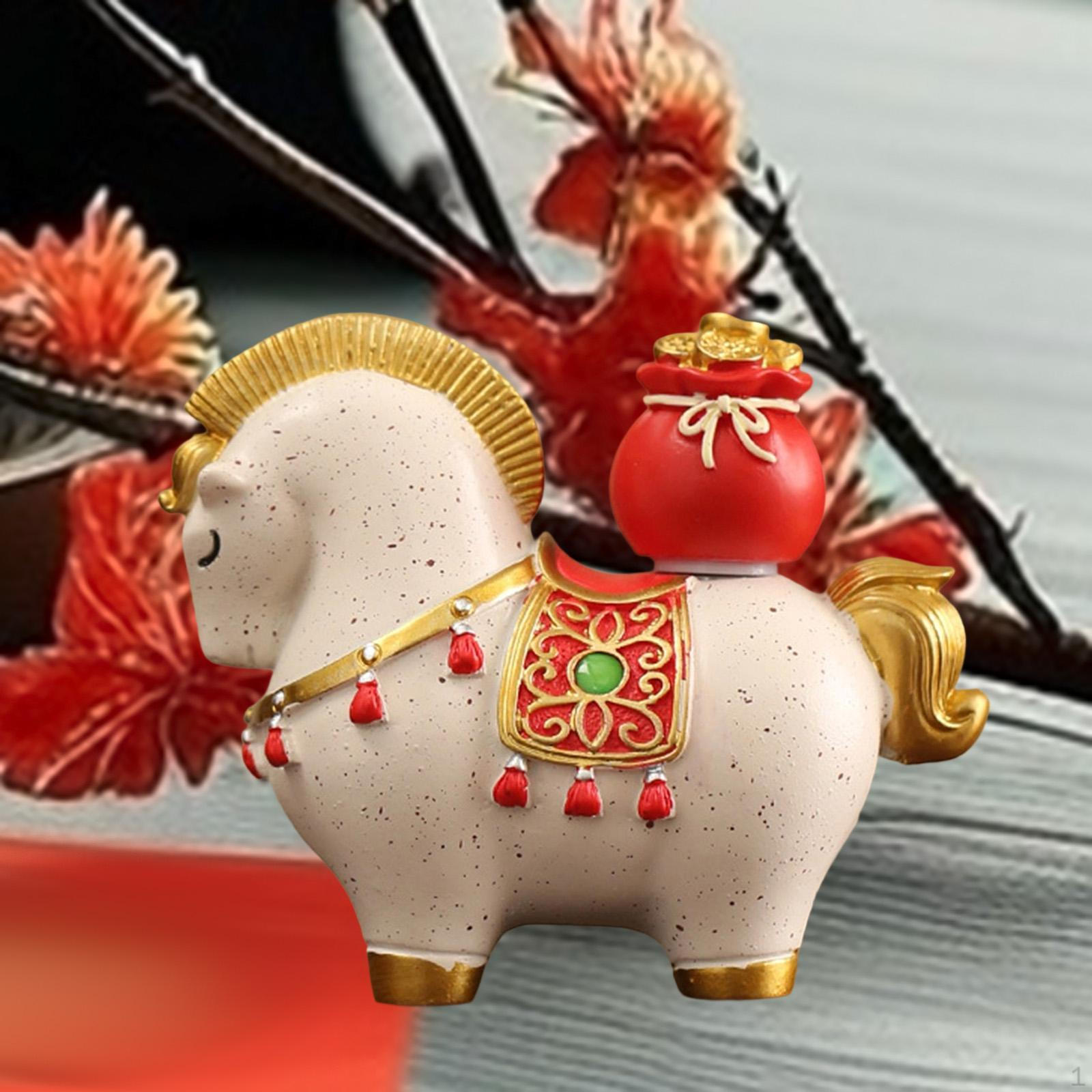 

Horse Figurine Desktop Ornament Creative Collection Small Sculpture Statue for Desk Fireplace lucky bag style