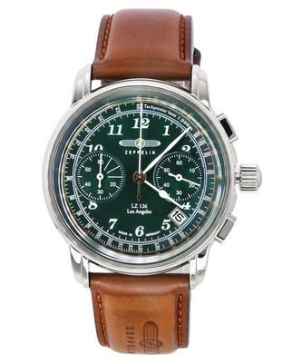 LZ126 Los Angeles Chronograph, Lederarmband, grünes Zifferblatt, Quarz 76144, Herrenuhr