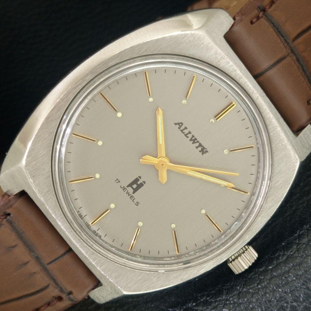 ВИНТАЖНЫЕ МЕХАНИЧЕСКИЕ ЧАСЫ ALLWYN 6300A ИНДИЙСКИЕ МУЖСКИЕ СЕРОГО ЦВЕТА a703957-1