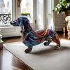 Kreative Graffiti Dackel Hund Statue Heimdeko Farbe Französische Bulldogge Skulptur Tierfigur Wohnzimmer Schreibtischzubehör