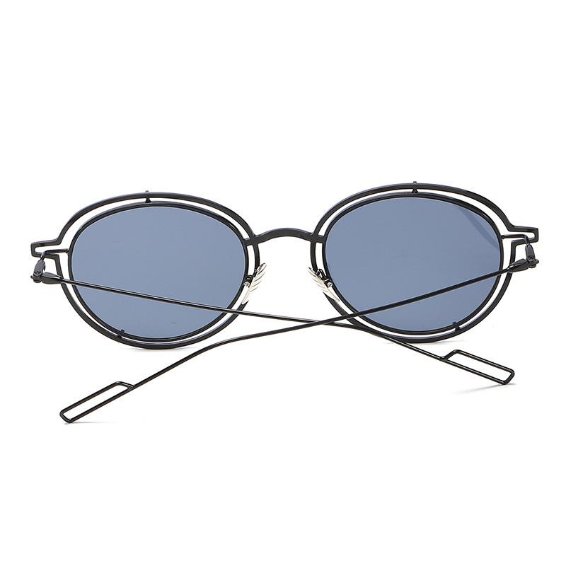 Retro Round Metal Sunglasses Men Women Luxury  Brand Designer Curved Temples Eyewear Ocean Rimless Black Sun Glasses  Uv400