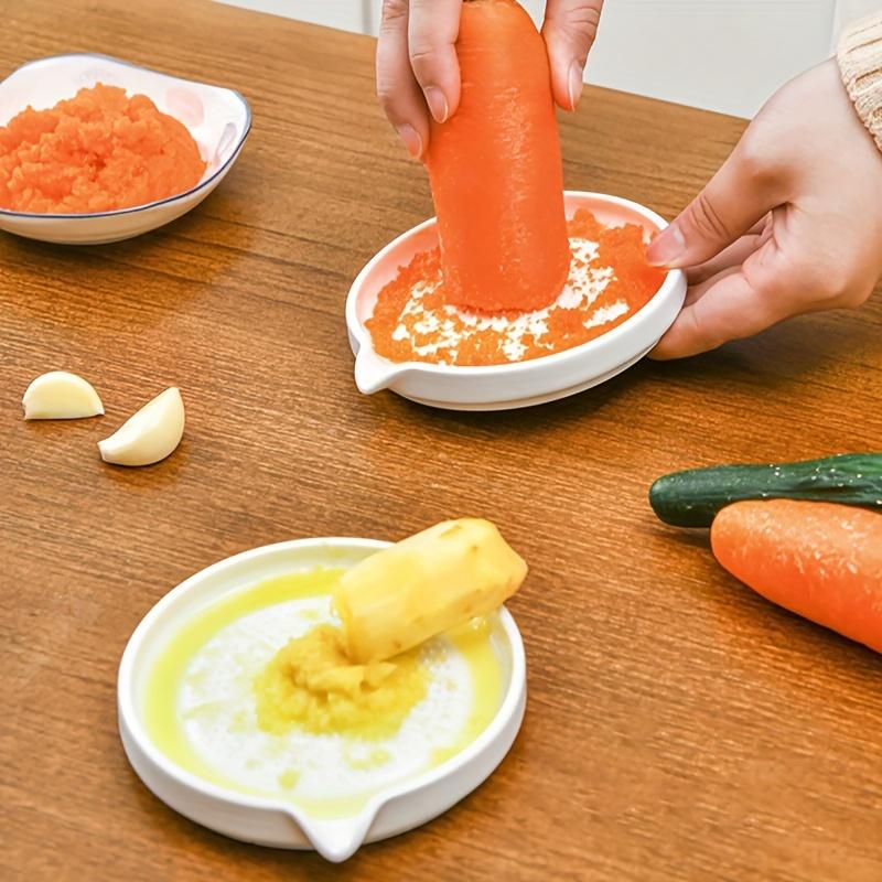 1 Pc White Ceramic Garlic and Ginger Grater Plate for Potato Mash, Vegetable and Fruit Puree, Manual Grinding Dish