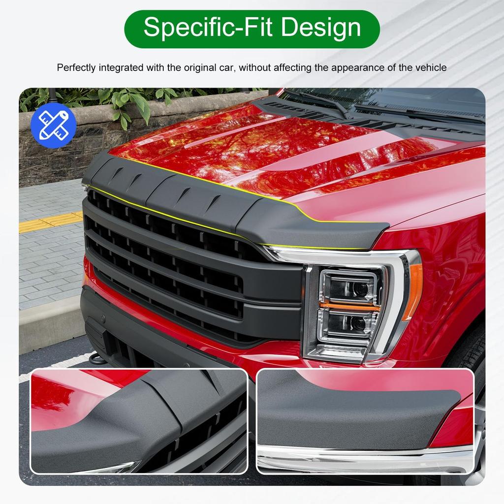 Xipoo Hood Protector Compatible With -2025 Ford F150 XLT/XL/STX/Lariat Hood Deflector TPE Shield Replacement For 2024 2025 Ford F-150 Accessories
