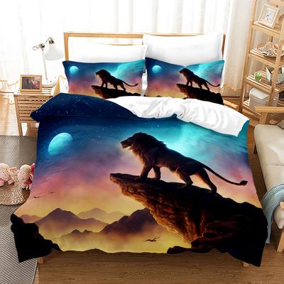 Juego de Cama Anime Monstruo Individual Doble Completo Queen King Talla Etiqueta Animal León Lobo Juego de Cama Adulto Niño Dormitorio Juego de Funda Nórdica