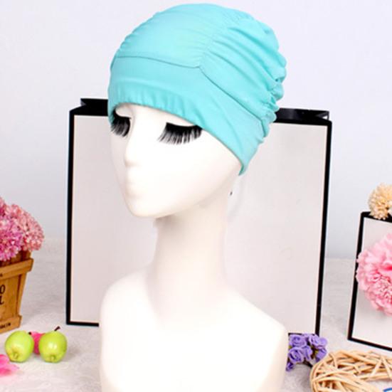 Women Cloth Swimming Cap, Breathable Ruffle Solid Color Swim Pool Cap for Adults, Short Long Thick Hair Ear Protection Bathing Hat