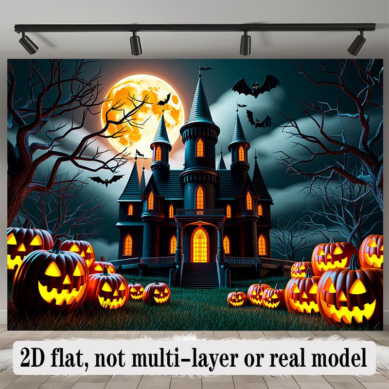 Party Backdrop Halloween Castle Flat Banners Spooky Scenery Celebrations Wedding Enthusiasts Photo Booth Background Front Door Decor