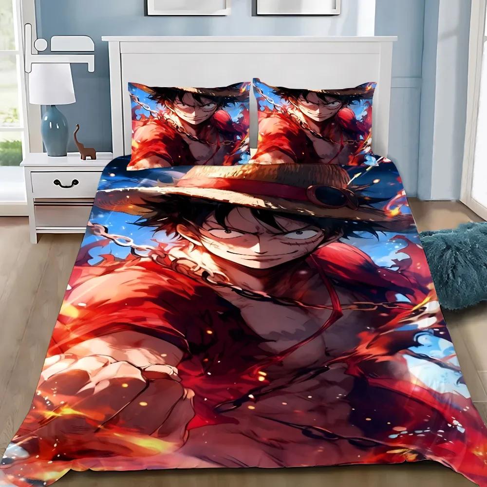 Anime Duvet Cover Pillowcase O-Ones Pieces Bedding Set Luffys Adult Boy Girl Bedroom Decoration Children Gift Single Double Size