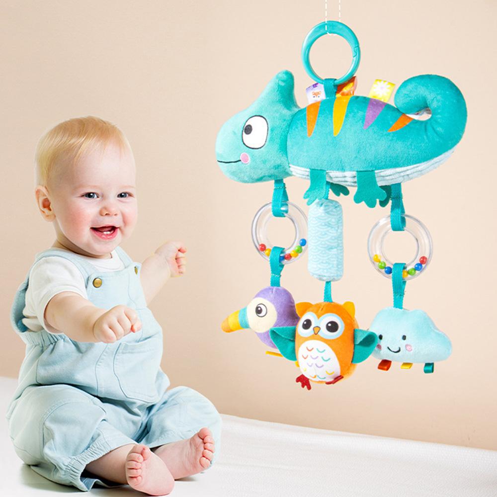 Babies Stroller Rattles Toy Jingle Travel Toy Hand Rattles With Cartoon Design Jingle Toy Portable Soft Grip for Newborns Gifts