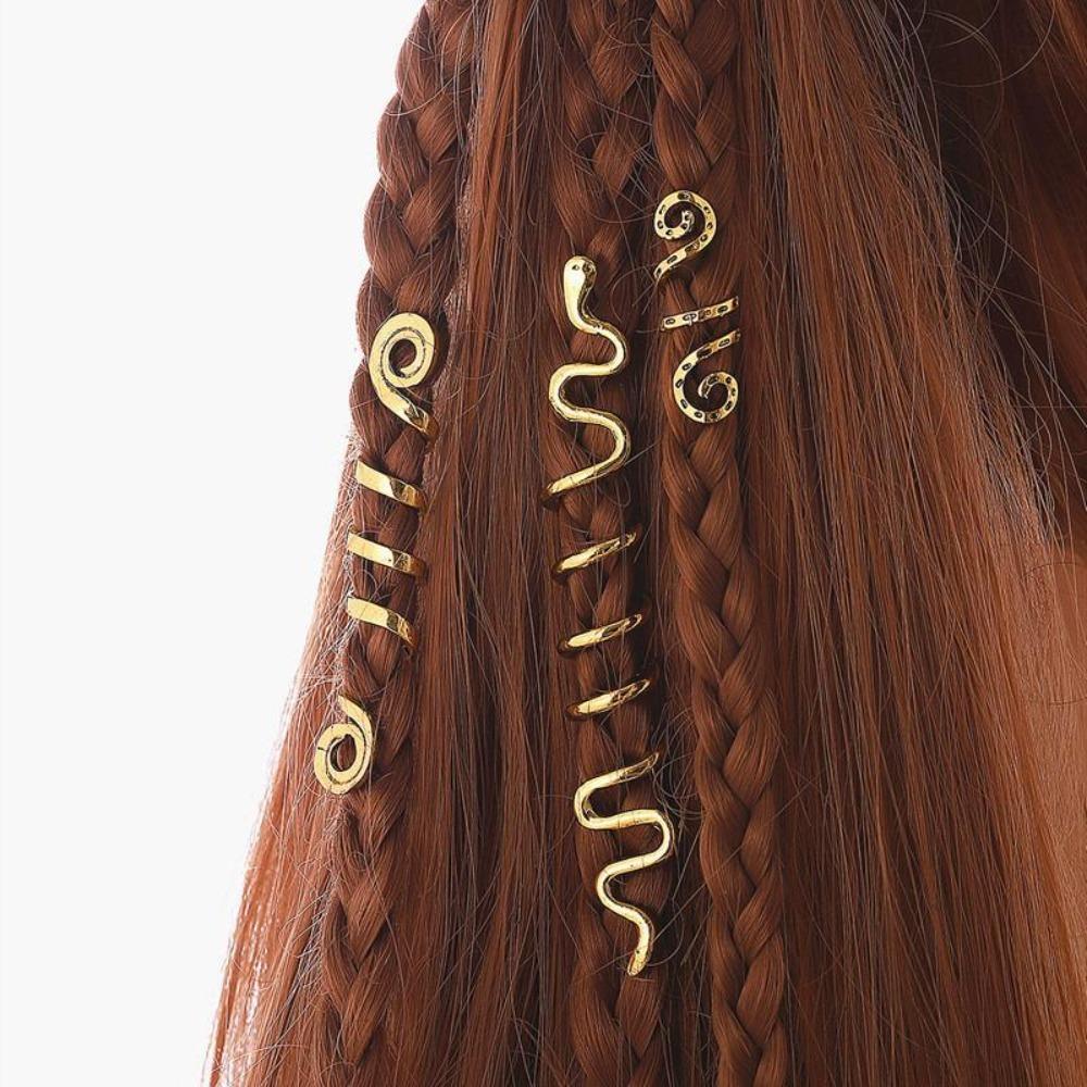 3ks keltský uzel vikingské korálky spirála hadí korálky dred Retro prsteny do vlasů pro ženy, dívky