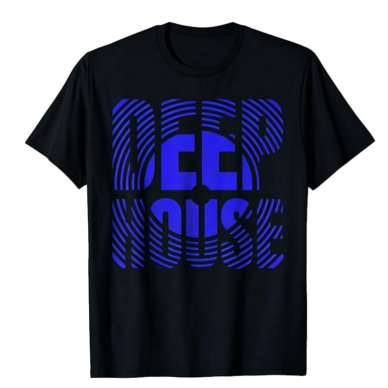 Deep House Music Art - Minimalist Design for DJ, Raver EDM T-Shirt Custom Printed Graphic T Shirts Vintage T Shirt Camisas