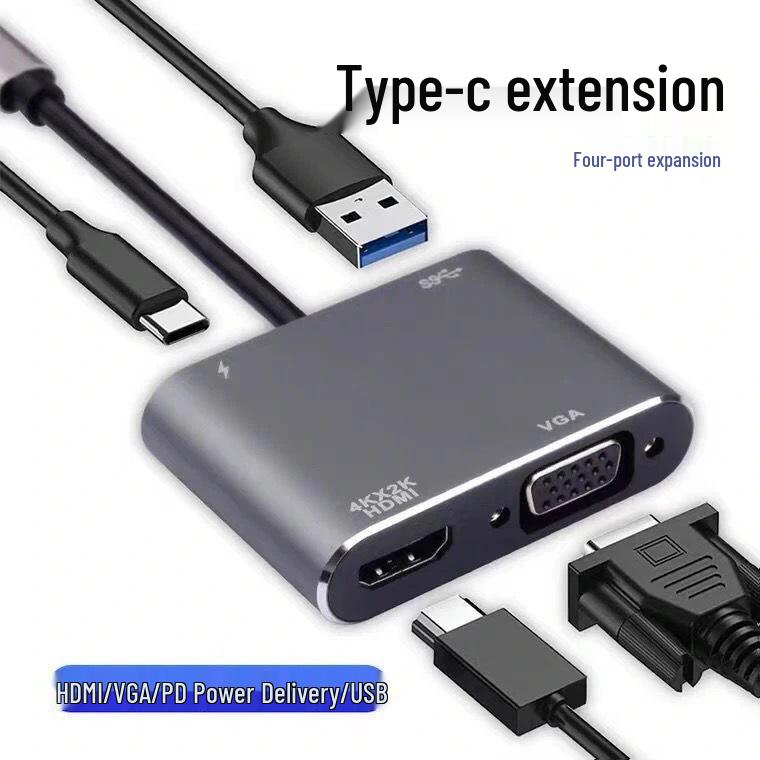 USB-C to HDMI/VGA Docking Station: Phone-to-Monitor Screen Mirroring Converter