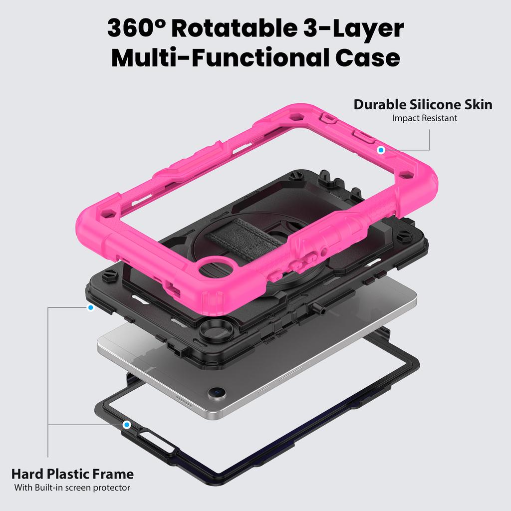 360 Rotatable Stand Armor Case For Samsung Galaxy Tab A9 2023 8.7 inch SM-X110 X115 X117 With Screen Protector Heavy Duty Cover