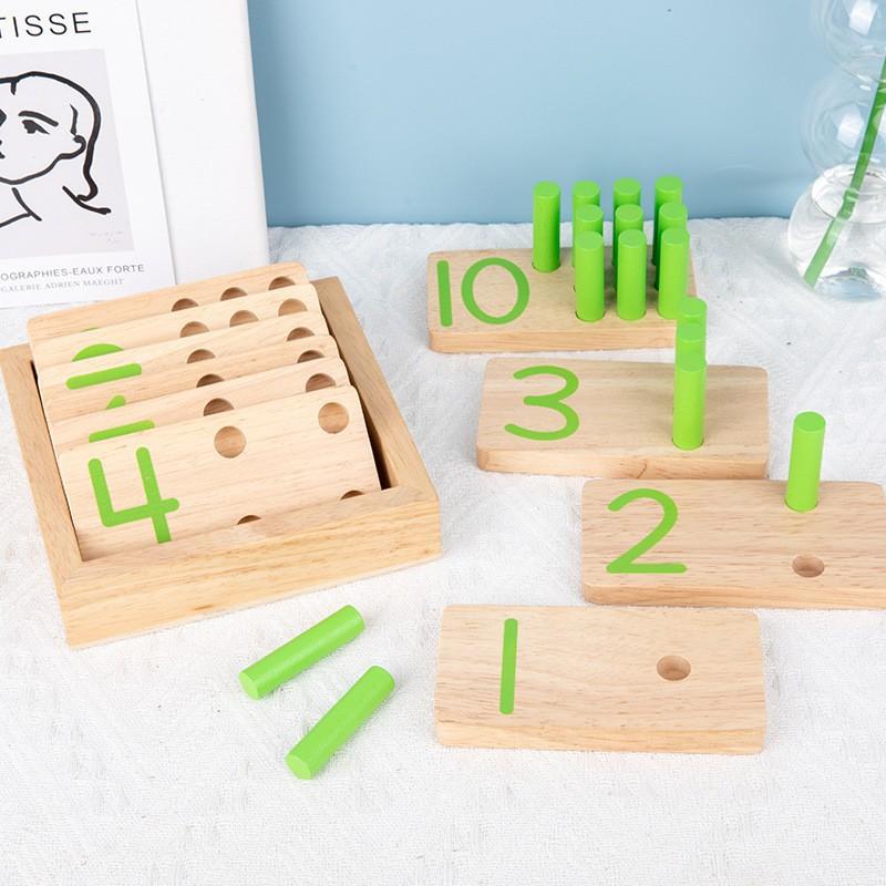Baby Montessori math blind writing board number and quantity of sticks learning building block pairing wooden nails scoring sticks wooden toys