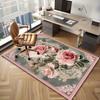 Pink RoseFloral RugElegant Flower Pattern Carpet for Bedroom Romantic and Chic Home Decor Anti slip carpet can be machine washed
