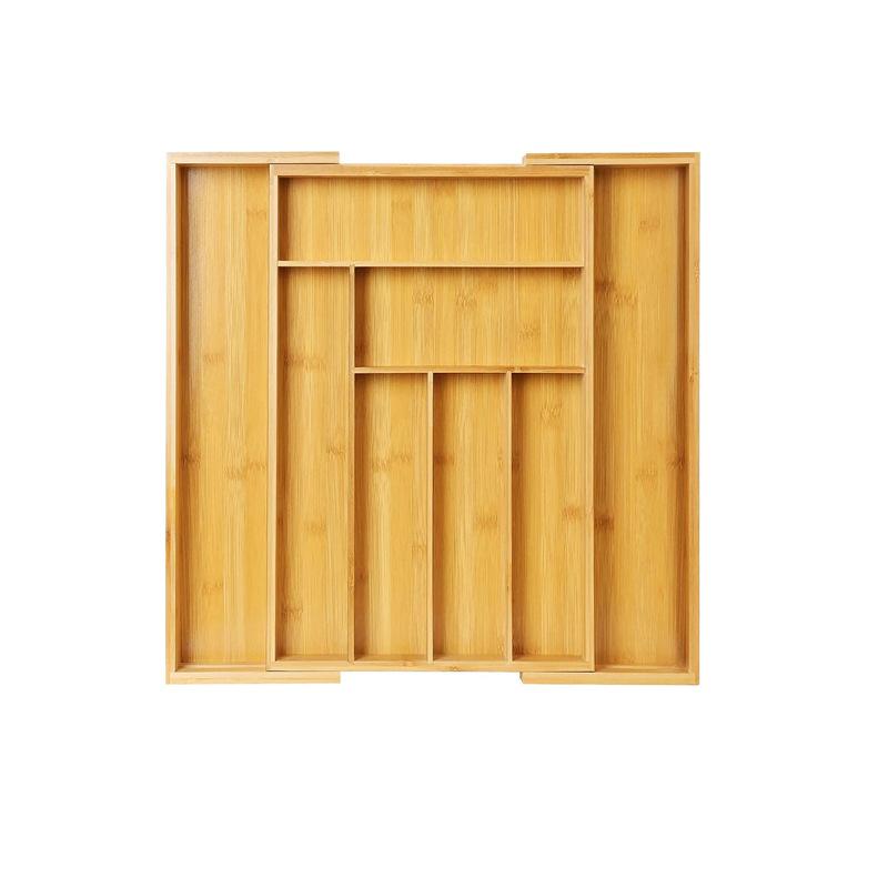 Bamboo Expandable Kitchen Drawer Storage Box Fork Tableware Knife Tableware Retractable Partitioned Organizing Box,