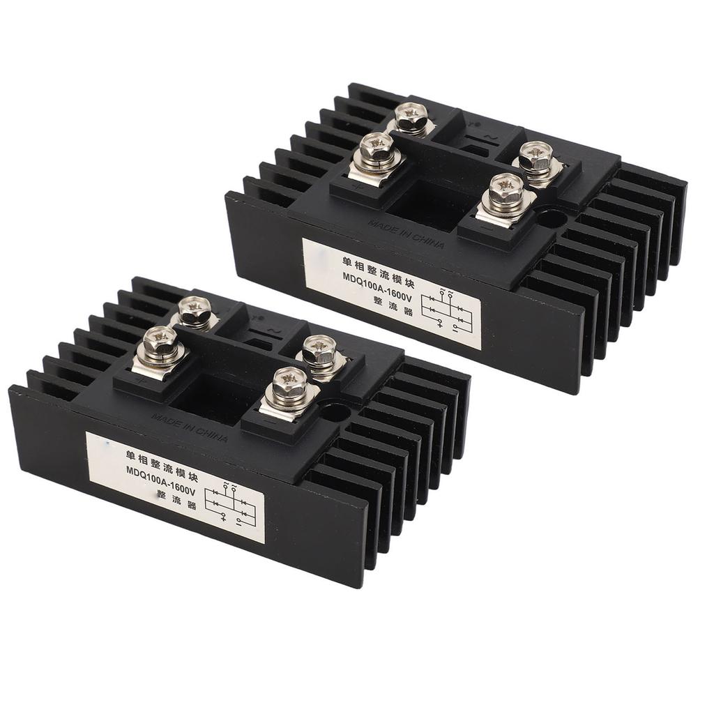 2Pcs Single Phase Bridge Rectifier 100A 1600V 4 Terminals Current Conversion Module Waterproof