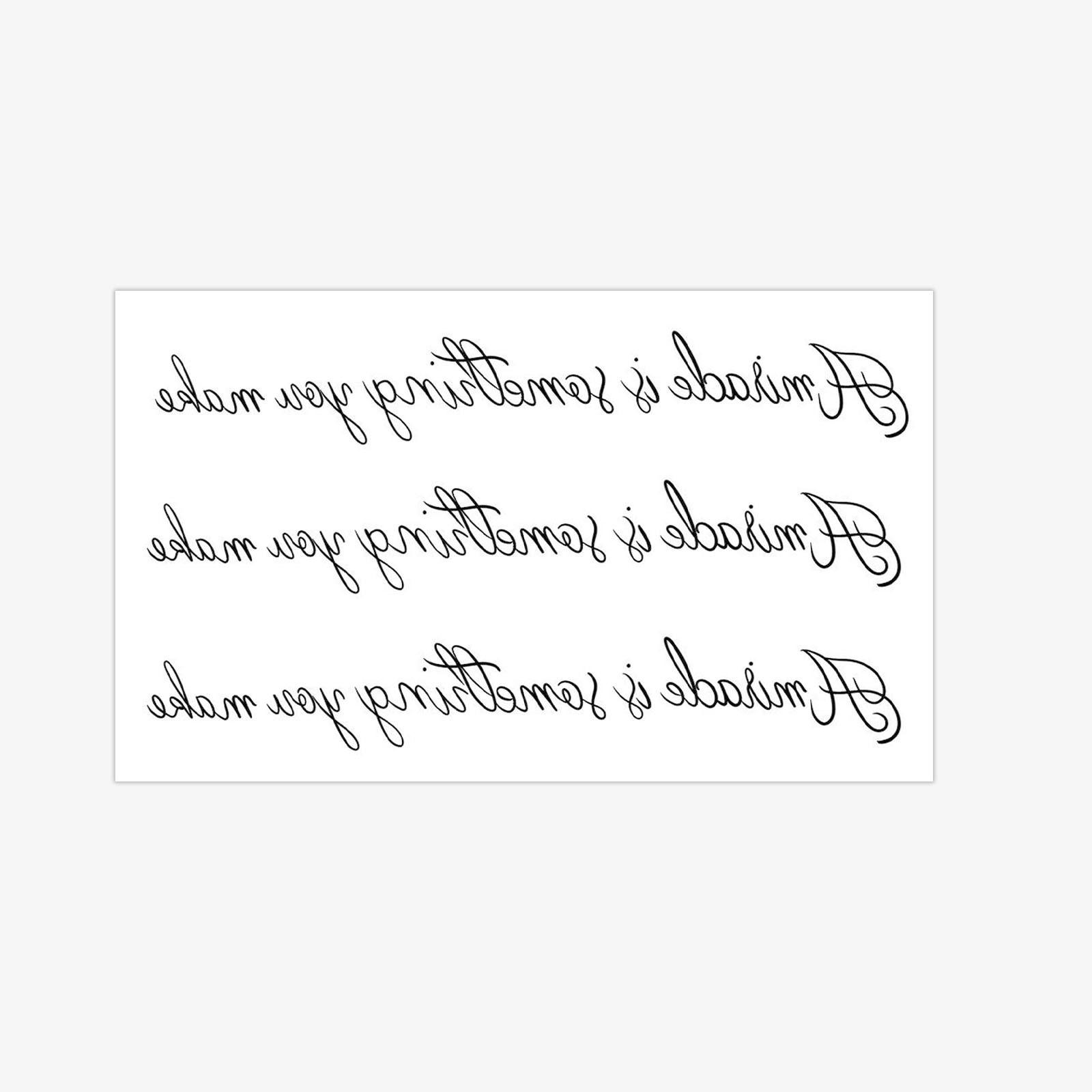 

Healing Handwritten English Tattoo Stickers Minimalist Floral Miracles Created By You Long-Lasting Waterproof Girls Literature And Art 9*15