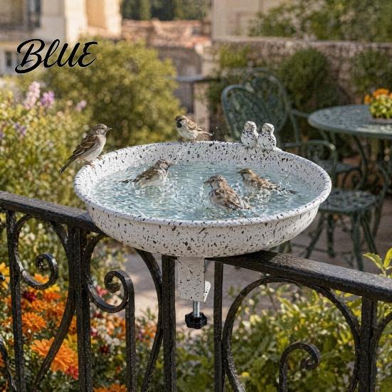 Balkon Vogeltränke Geländer mit Klemme, Bad, Spritzschutz Garten für Außen Hinterhof Wildvögel Wasserspender