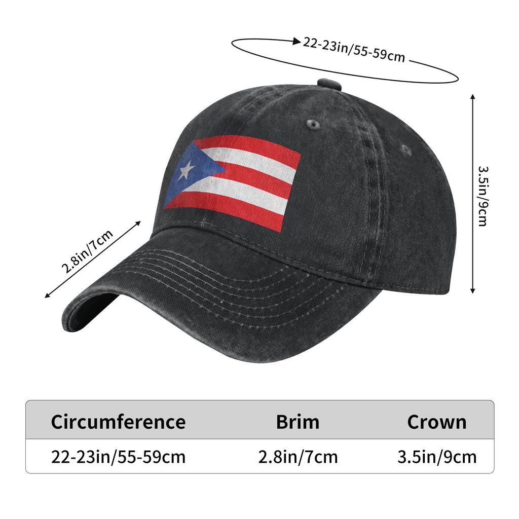Puerto Rico Flag Baseball Caps Vintage Distressed Denim  Sun Cap Unisex Style Outdoor Running Golf Gift Caps Hat