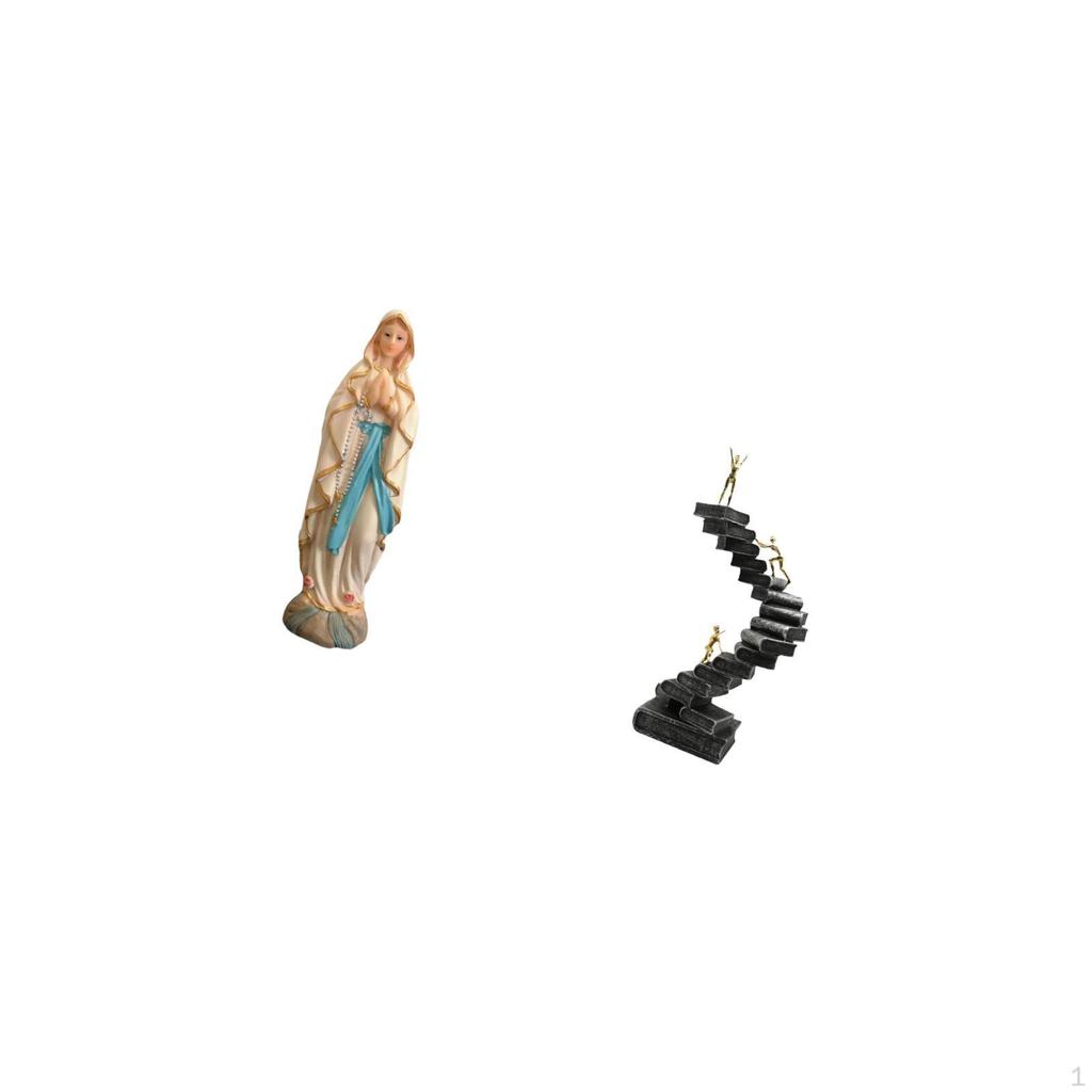 Mary Statue Blessed Sculpture Resin Jesus for Bookshelf Decorative Objects Desktop Table
