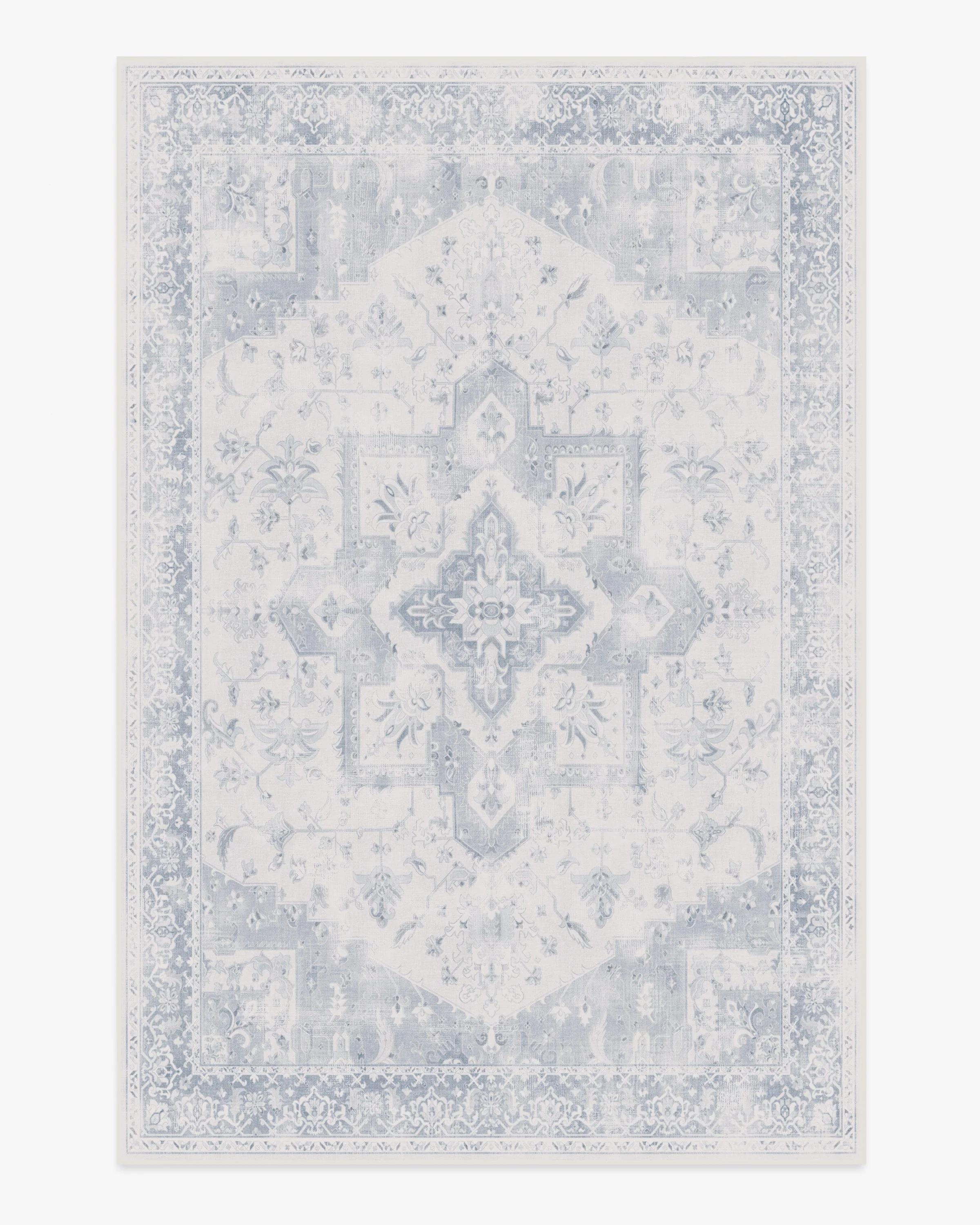 

Blue Oriental Style Washable Vintage Rug Living Room Non-Slip Traditional Stain Resistant Indoor Carpet Bathroom Entry Door Mat 40x60cm