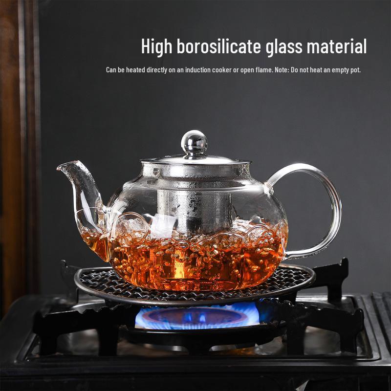 High-Temperature Resistant Glass Fiber Leak-Proof Tea Set: Thickened Borosilicate Glass Gongfu Teapot & Cups