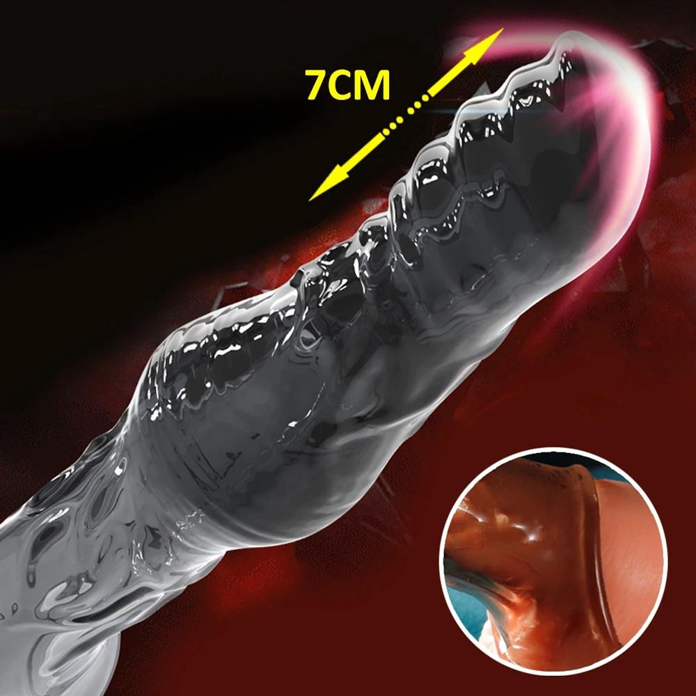 Extend 7cm Penis Enlargement Sleeve Vibrator Cock Ring Reusable Condoms Sex Toys for Men G Spot Vibrating Delay Ejaculation