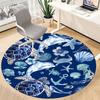 1PC Ocean Life Office Round Area Rug, Mat Suitable For Office, Under Office Chairs Bedroom Living Room Home Decor, Room Deco
