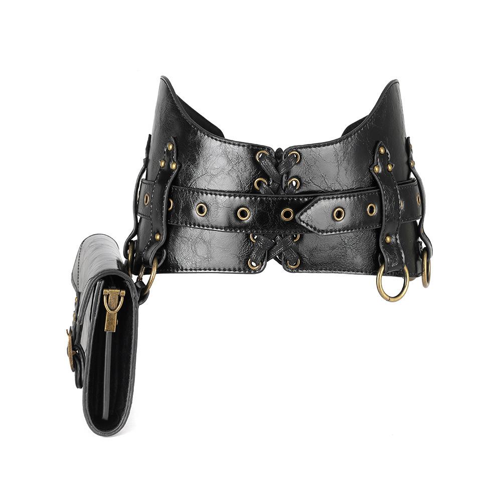 Bag Woman, Steampunk Pu Leather Women'S Bag, Outdoor Mobile Phone Retro Waist Fanny Pack.