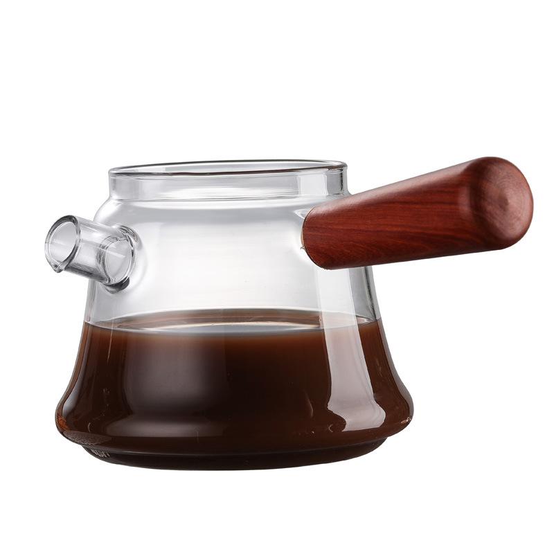 

Side handle glass coffee pot, borosilicate glass coffee pot sharing pot 400ML