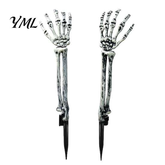 Halloween Skeleton Hands 1 Pair Hand Yard Stake, Fake Bone Ground Outdoor Holiday Decorations Insert Decor for Graveyard Cemetery Lawn Display, Spooky