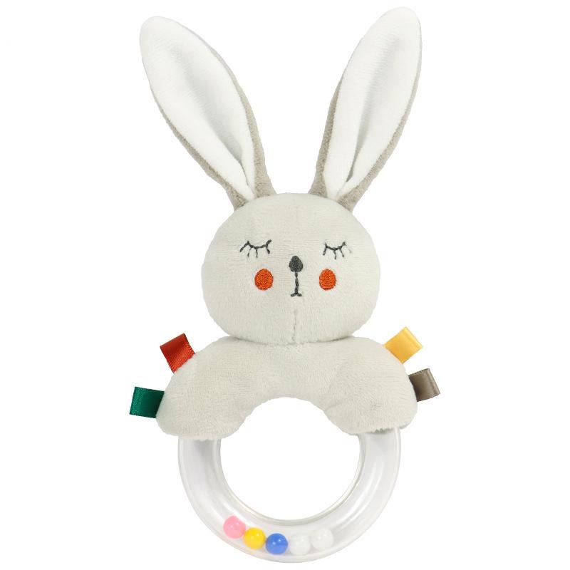 Baby Soothing Cartoon Animal Hand cranked Bell Plush Doll Color Bead Hand held Bell 0-1 Year Old Grip Handshake Ring Toy