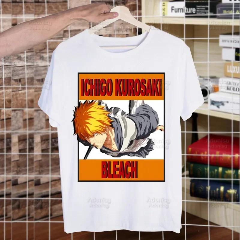 Bleach Zaraki Kenpachi Kurosaki Ichigo T Shirts For Guys O-Neck Short Sleeve Regular Mens height Quality Men Hip-Hop Tee Shirt