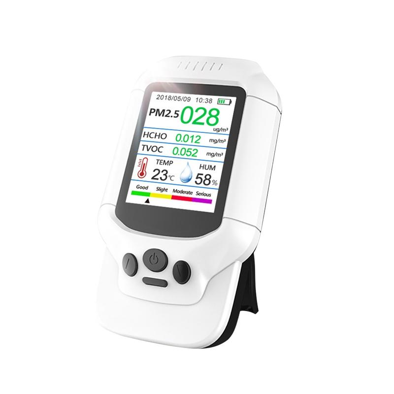Smart Real-Time Air Quality Monitor Formaldehyde TVOC PM2.5/1.0/10 Temp Humidity AQI Index Detector Portable Air Analyzer Sensor