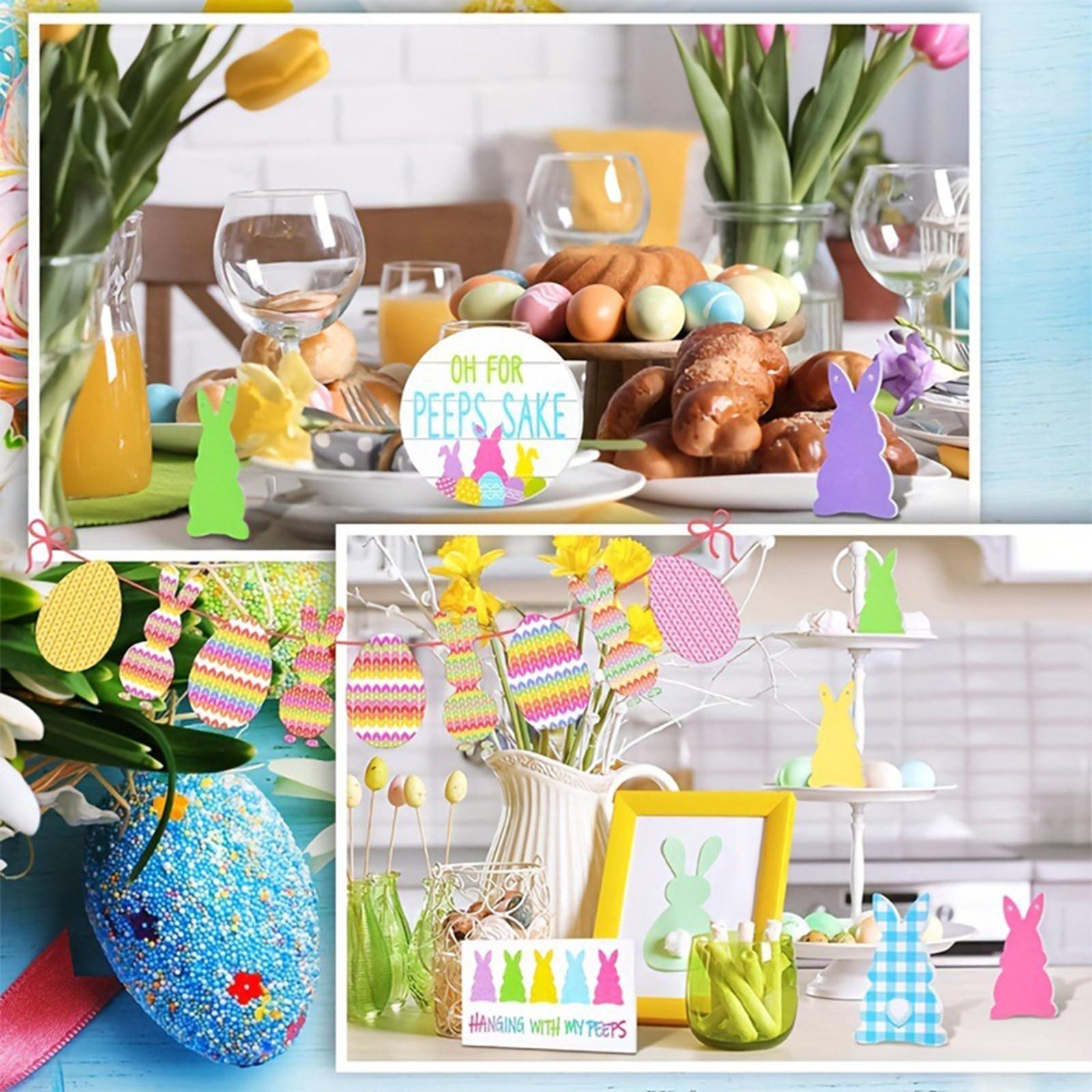 

Easter Tiered Tray Decorative Wooden Crafts Carrot Bunny Desktop Kitchen Ornament