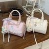 Stylish Boston Bag With Bow Detail Soft PU Pillow Shape Crossbody Shoulder Daily Wear
