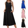 Damen Farb Ärmellos Slim Fit Modisches Langes Kleid
