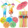 10-100pcs Tropical Umbrella Straws Mix Color Disposable Plastic Drinking Straw For Cocktail Juice Hawaii Beach Party Decoration