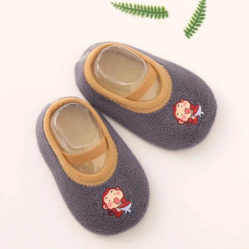 Baby Anti-slip Socks Newborn Warm Crib Floor Shoes with Rubber Sole for Children Boy Toddler Foot Girl Infant Cute Kids Slippers