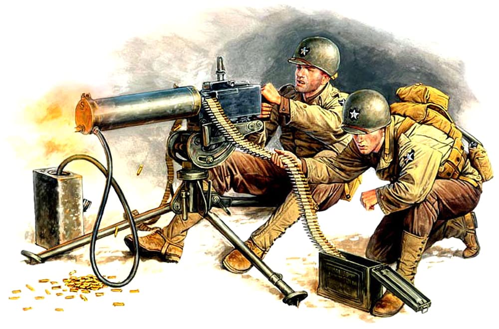 

Master Box 1/35 Scale American Machine Gun Crew M1917A1 Browning Heavy Machine Gun (2-Piece Set) Plastic Model Kit MB35019