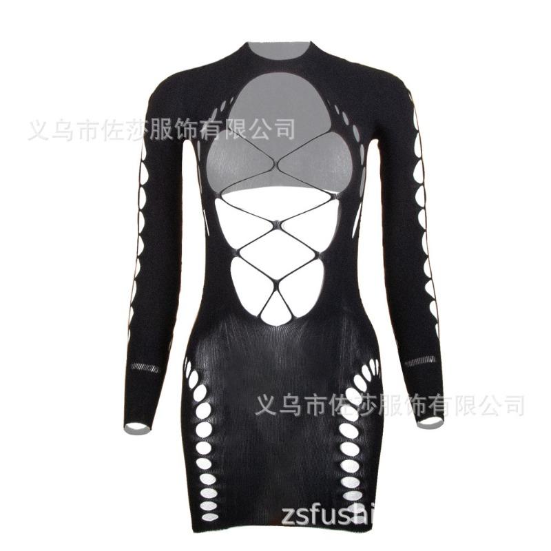 Sex net clothes, sexy fishing net onesies, pajamas, hip skirts, long sleeves, backless tights.