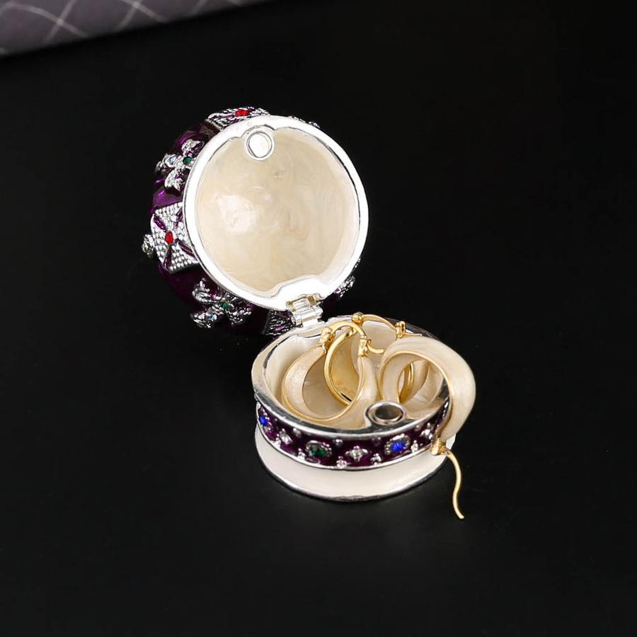 Crown jewelry box enamel color metal handicraft earrings ring jewelry box European crown decorative box ornament