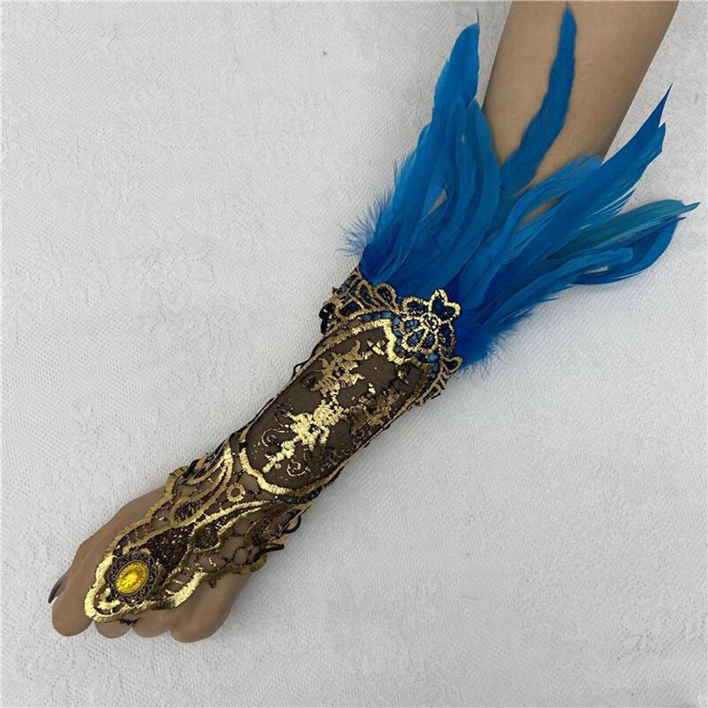 Bracelet Plume Gant Plume Gothique Dentelle Dorée Creuse Manchette Dentelle